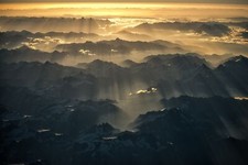 Landscape mountains sunlight sunset sun nature Custom Gaming Mat Desk picture