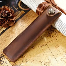 Retro Crazy Horse Leather Pen Case Creative Handmade Pen Protective Cover Gifts picture