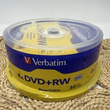 30 Verbatim Blank 4X DVD+RW Logo Branded 4.7GB Rewritable DVD Disc 94834 NEW picture