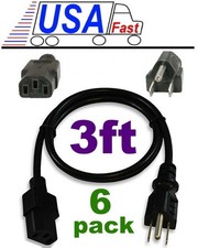 Lot6pack 3ft 18awg Short Standard Power Cord/Cable/Wire PC/TV/Printer IEC320 C13 picture