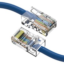 0.5FT Cat5E RJ45 Network LAN Ethernet Non-Boot Patch Cable Gold Copper Wire Blue picture