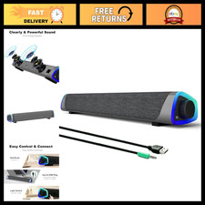 Wired USB Powered Computer Speakers for Desktop PC, 3.5mm Aux, High-Quality Soun picture