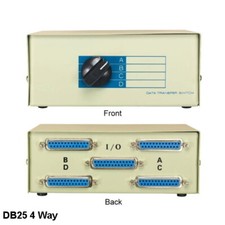 Kentek DB25 4 Way Data Transfer Switch Box RS-232 Parallel Rotary PC MAC Printer picture
