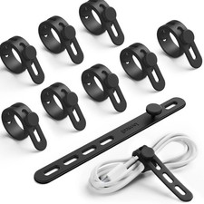 10Pack Silicone Cable Ties Cord Organizer Wrap - Lamicall Durable Reusable Wire  picture
