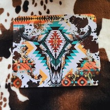 Aztec Bull Skull Western Computer Non Slip Custom Mouse Pad Handmade  picture