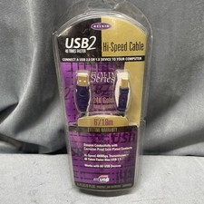 Belkin USB2 Hi-Speed Printer Cable Gold Plated 24k Gold Series 6’ New Old Stock picture