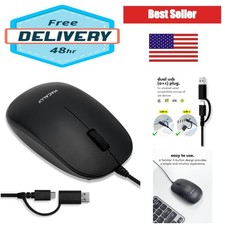 Macally Wired Mouse USB C and USB A Dual Plug 1200 DPI Optical Ambidextrous picture