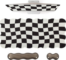 Black Checkered Mouse Pad Set,Scalloped XXL Desk Mat + Ergonomic Mouse Wrist Res picture
