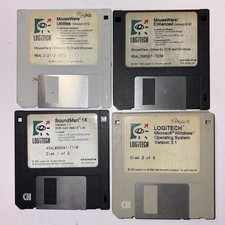 Logitech Floppy Disk Lot Microsoft Windows 3.1, Soundman 16, Mouseware Utilities picture