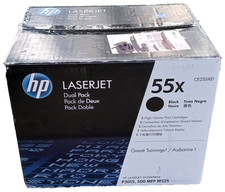 HP 55X CE255XD Black High Yield Toner 2-Pack OEM Open Box picture