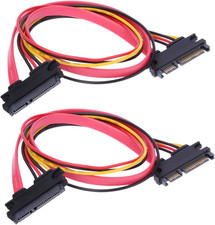 2-Pack 50Cm SATA Power Cable 22Pin (7+15) Male Plug to 22 Pin Female Jack Connec picture