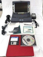 Vintage Sharp PC-3010 Notebook Computer Laptop For Parts or Repair +extras AS IS picture