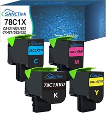 80C1H Compatible USAA Toner Cartridge for Lexmark CX410DE (HY C,M,Y,K,4 Pack) picture