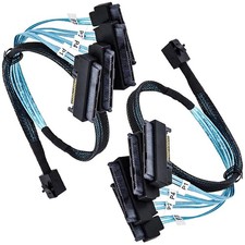 2 PCS 0.5M / 1.6 FT SFF8643 To 4x SFF8482 29Pin With SATA Power Cables picture