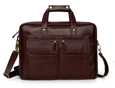 Genuine Leather 16-Inch Laptop Messenger Bag for Men Multi functional Office bag picture