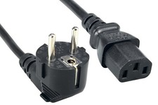 European Schuko Right Angle Power Cord, CEE 7/7 to IEC320 C13, 6', 18 AWG, 16... picture