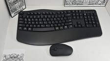 ULSOU Wave Ergonomic Wireless Keyboard & Mouse Combo 2.4G USB Receiver Black picture