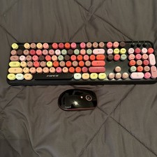 Fopett LOVELY Wireless Keyboard & Mouse Set Plug & Play Multi Color Retro QWERTY picture