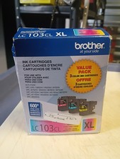 NEW Genuine BROTHER LC103CL 3-PACK COLOR INK CARTRIDGES LC1033PKS Use by 5/2017 picture