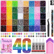 50000Pcs Bedazzling Kit with Rhinestones, 40 Colors 3Mm Resin Jelly Flatback picture