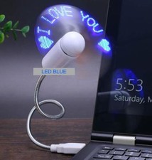 LED LIGHT USB MINI FAN cooling portable flexible laptop desk desktop computer pc picture