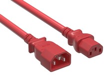3ft IEC C14 to IEC C13 Heavy Duty PDU Power Cord, 14 AWG SJT, 15A/250V, Red USED picture