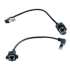 1pc RJ45 Male Right/Left Angled to Female Panel Mount Ethernet LAN Network Cable picture
