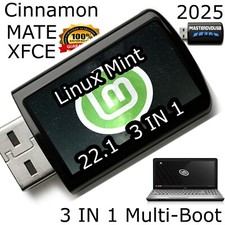 Linux Mint 22.1 Xia 2025 Multi-Boot 3-in-1 USB Flash Drive Cinnamon, MATE, XFCE picture
