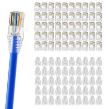 100 Pack RJ45 Connector Cat6 Plug Transparent Strain Relief Boot Gold Plated picture