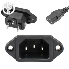 QTEATAK 3 Pack Screw Mount 3 Pins Inlet Power Plug Socket IEC320 C14 AC 250V 10A picture