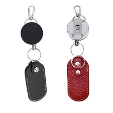 2-Pack USB Flash Drive Holder in Leather Case with Anti-Theft Retractable Key... picture