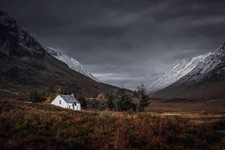 Landscape dark mountains house Custom Gaming Mat Desk picture