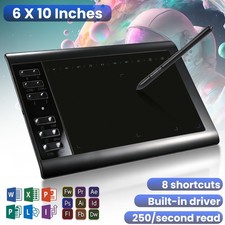 10x6in Pro Digital Graphic Drawing Tablet w/ Smart Stylus 12 Customized Hot Keys picture