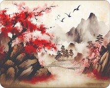 Japanese  Fine Art Painting Trees Birds Mountains Mousepad Mouse Pad picture