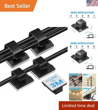 100 PCS Adhesive Cable Clips Black , Cable Management under Desk, Cable Wall picture