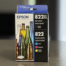 Genuine Epson 822XL Ink Cartridges Black Cyan Yellow Magenta Exp 01/28 - NEW picture