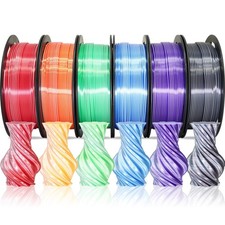 MIKA3D Dual Color 1.75mm 3D Printer Filament Bundle, Silk PLA 6 Spools Pack - Wh picture