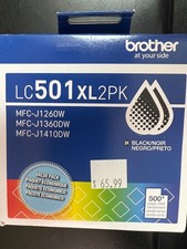 Brother Genuine LC501XL2PK Twin Pack High Yield Black Ink Cartridges 1052 picture
