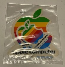 4 Vintage Original 1980s Apple Macintosh Computer Logo Rainbow Decal Stickers picture