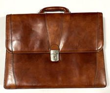 Vtg Bosca ITALIAN LEATHER BAG Brief Stringer Laptop Attache Hand Stained MINT picture