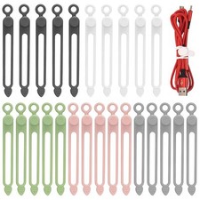 25 Pcs Silicone Cable Ties Reusable Cable Straps Wire Organizer Cable Managem... picture