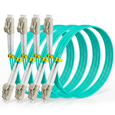 OM3 LC‑UPC to LC‑UPC Duplex Fiber Patch Cable 3m (4 Pack) Aqua LSZH | ALVIRON picture