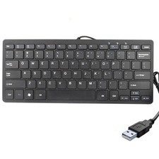 iKKEGOL USB Mini Slim Wired 78 Key Small Super Thin Compact Keyboard Black picture