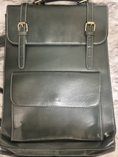 ECOSUSI Laptop Backpack PU Leather Green Vintage Laptop 15.6 In picture