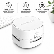 Mini Desktop Vacuum Cleaner USB Rechargeable 360° Keyboard Dust Cleaner Portable picture