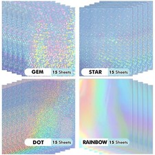 60 PK Mixed Koala Holographic Vinyl Sticker Paper Waterproof 8.5x11 Inkjet Laser picture