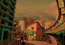 Landscape anime girls sunset fall town Custom Gaming Mat Desk picture