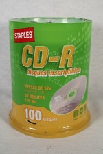 NEW Staples CD-R 80 Min Recording 700MB  52x Speed 100 Disc Pack Blank  picture