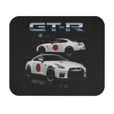 GT-R R35 Mouse Pad – White Supercar with Japanese Flag Design picture