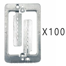 100 Pack 1-Gang Steel Drywall Bracket Face Wall Plate Mount Mud Ring Low Voltage picture